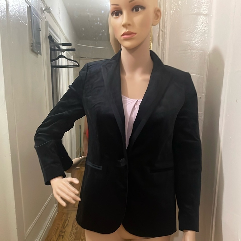 J.Crew black velvet blazer party 98% Cotton size 00petite